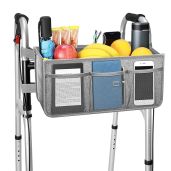 Dotday Walker Basket Foldable Storage Bag with Water Bottle Holder Big Capacity Grey Ideal Gift for Family and Friends Not for Rollator Walkers