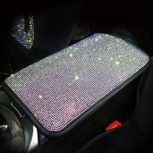 Auto Center Console Pad Crystal Bling Car Armrest Cover Universal Fit Diamond Decor Accessories for Women 13.97"x8.66" Multicolor