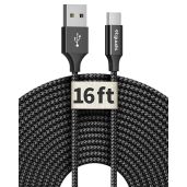 16ft USB C Cable - Fast Charging Nylon Braided Cord for Samsung, LG, Moto, Google & More
