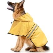 Ezierfy Hooded Dog Rain Coats Reflective Adjustable Lightweight Waterproof Slicker Poncho for Small Medium Large Dogs Yellow X-Large