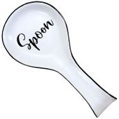 White Ceramic Spoon Rest for Kitchen - Essential Farmhouse Gadget for Counter & Stove Protection