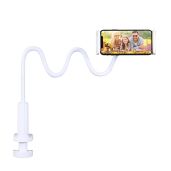 Hosann Century Gooseneck Phone Holder for Bed Flexible Adjustable Arm Clamp for 4-7 Inch Cellphones White Desk Stand