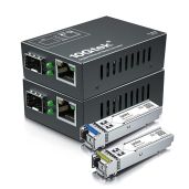ipolex A Pair of Gigabit Single Mode Fiber Media Converter | Single Mode LC Fiber to Ethernet Media Converter| 10 100 1000M RJ45 to 1310nm SFP | Mini