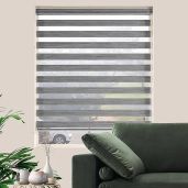 JIANGPIN TEXTILE Dual Layer Zebra Roller Shades Light Filtering Window Blinds Privacy Control 41x72 Inch Grey