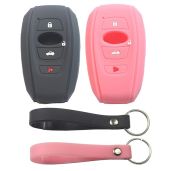 kcpros 2Pcs Rubber Silicone 4 Buttons Smart Key Fob Cover Case Skin Protector Keyless with Keychain Compatible with Subaru Ascent BRZ Crosstrek