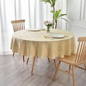 Maxmill 70-Inch Jacquard Round Table Cloth - Waterproof, Anti-Wrinkle Beige Damask Design for Dining & Kitchen