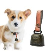 MrMrKura Dog Cat Collar Bell Anti Theft PU Leather Strap Country Cow Bell Bronze Iron Antique Grazing Copper Metal Cowbell
