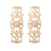 MUXSAM Wood Appliques Onlays Long Wooden Carvings Decals for Wall Mantels Dresser Cabinet Closet Door Furniture Decoration 2-Pack 22x8cm