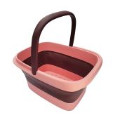 Next Milestone Collapsible Foot Soak Tub with Handle for Pedicure Spa and Foot Bath 4 Gallon Rectangular Pink Bucket