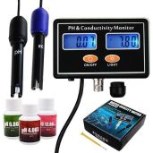 pH/EC Conductivity Meter with ATC - Accurate Water Quality Tester for Aquariums & Hydroponics