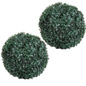 Pure Garden Set of 2 Solar LED Faux Topiary Balls for Outdoor Decor and Garden Lighting