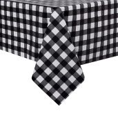 "Waterproof Checkered Vinyl Tablecloth 54x78" - Black & White Buffalo Plaid, Oil & Spill Proof for Dining & Parties"