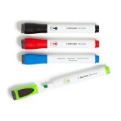 U Brands Fine Tip Dry Erase Markers Set of 4 - Low Odor, Chisel Tip, Assorted Colors with Eraser for Whiteboards
