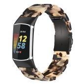 Wongeto Resin Bands for Fitbit Charge 6 and Charge 5 Stylish Replacement Wristband for Men and Women Tortoise Stone Design