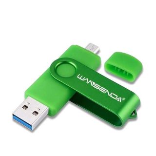 128GB OTG Micro USB 3.1 High Speed Flash Drive WANSENDA 2 in 1 USB Memory Stick Keychain Thumb Drive for Android Phone/PC/Mac (Green)