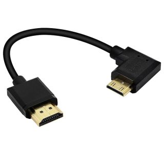 15CM Mini HDMI to HDMI Short Cable, 90 Degree Right Angle High Speed Mini HDMI Male to HDMI 2.0 Male Adapter Support 4k@60HZ YOUCHENG, for Raspberry Pi, Tablet, Camera Etc (R)