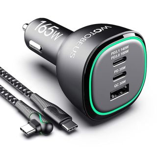 165W USB C Car Charger Adapter Super Fast Charging WOTOBEUS PD3.1 140W/PD3.0 100W PPS45W QC5+PD 35W PPS25W+30W for iPhone 15 14 Max Samsung Galaxy S24/23/22 iPad MacBook Pro Air Type-C Laptop Pixel