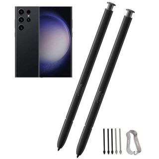 2 Pcs Galaxy S23 Ultra S Pen Replacement for Samsung Galaxy S23 Ultra 5G Touch Stylus Pen, S23 S Pen Without Bluetooth Replacement Tips/Nibs (S23 Black)