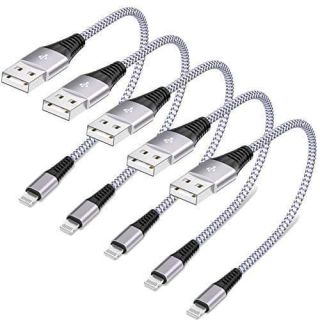 5 Pack Short Lightning Cable(8 Inch),  iPhone Fast Charging Cable,USB to Lightning High Speed Data Sync Nylon Braided Cord for iPhone 14/13/12/11/XR/X/8/7/6/iPad/Airpods/PowerBank