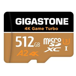 Gigastone Memory Card 512GB 4K Game Turbo, Professional for GoPro Drone DJI Switch, Speed 100MB/s. A2 U3 V30 Micro SDXC Card with SD Adapter.