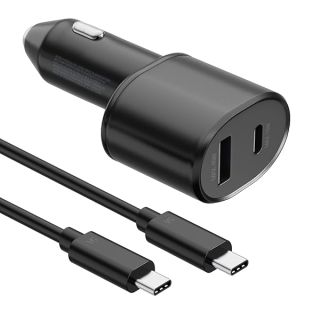 60w Car Charger Super Fast Charging 2.0 Dual-Port (45W+15W) with USB C to C Cable for Samsung Galaxy S24 Ultra/S24/S24+/S23,S22,S21/S21 Ultra/ S21 Plus 5G,Note 10/10+ 5G Z Fold 3 5G