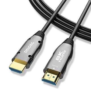 8K Fiber HDMI Cable 30ft, DELONG HDMI 2.1 Fiber Optic Cable Support 8K@60Hz, 4K@120Hz, 48Gbps, eARC Compatible with PS5, Xbox,RTX 3080 3090, Roku,8K TV Black