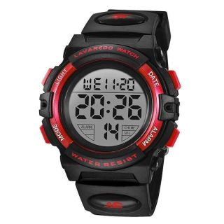 A ALPS Boys Digital Sport Watch, Waterproof, LED Backlight, 50 M Waterproof Alarm, Calendar, Analog, Soft Silicone Strap, 3-15 Year Old