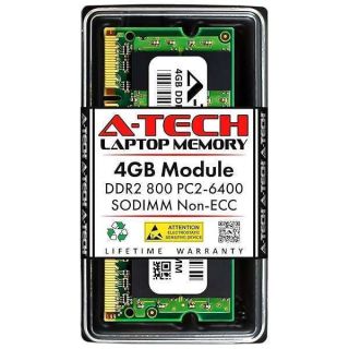 A-Tech 4GB DDR2 800MHz SODIMM PC2-6400 1.8V CL6 200-Pin Non-ECC Unbuffered Laptop RAM Memory Upgrade Module