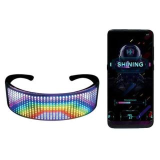 AINSKO LED Customizable Bluetooth Glasses for Party, APP Control LED Display Smart Glasses, USB Rechargeable Glasses for Nightclub, Festivals, Raves, Christmas, Birthday Costumes Color