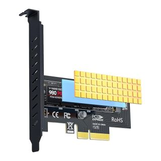 AMPCOM M.2 NVME SSD to PCIe 4.0 X4 Adapter Card with Copper Cooling Best Heatsink Upgraded for Desktop PC, PCI-E GEN4 Full Speed 64Gbps