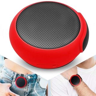 ANCwear Portable Bluetooth Speakers Wireless Mini Speaker with Enhanced Bass, HD Sound, Wearable Speaker with Microphone, 9.5H Playtime, IPX6 Waterproof for Sports, Outdoor Travel (Red)