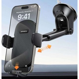 APPS2Car Car Phone Holder Mount, Dashboard/Windshield/Cell Phone Holder for Car, Compatible with iPhone, Samsung, All Cellphone,Black