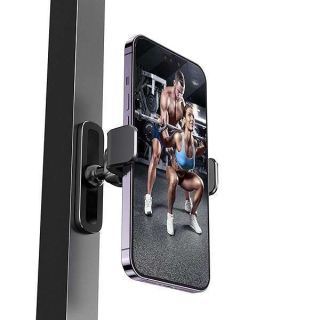 APPS2Car Gym Magnetic Phone Holder, 360 Adjustable, Compatible with 4.7-6.5&amp;quot; Smartphones, Alloy Base and Joint, Black