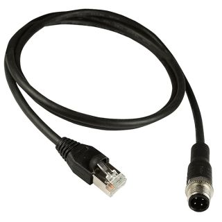 ASI ASI-M12-RJ45-11105 M12 4 Position D-Coded Male to RJ45 Male Shielded Cable Assembly, Cat5e SFTP 24 AWG with Black PUR Jacket, 5 M, 16.4 Foot (Pack of 1)