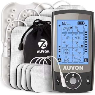 AUVON Dual Channel TENS Unit Muscle Stimulator Machine with 20 Modes, 2&amp;quot; and 2&amp;quot;x4&amp;quot; TENS Unit Electrode Pads (Black)