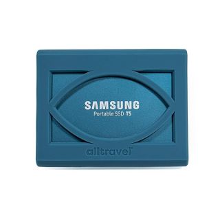 Alltravel External Solid State Drive Bumper Sleeve for Samsung T5 Portable 250GB 500GB 1TB 2TB SSD USB 3.0 External Solid State Drives, Super Strong Bumper Anti Shock, Shake and Drop (Blue)