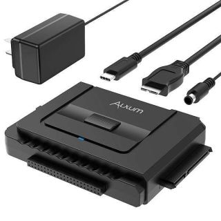 Alxum USB 3.0 to IDE SATA Converter, for Universal 2.5 &amp; 3.5 inches SATA HDD SDD &amp; IDE HDD Drives, Hard Drive Adapter with 12V 2A Power Adapter and USB 3.0 Cable (Type C)