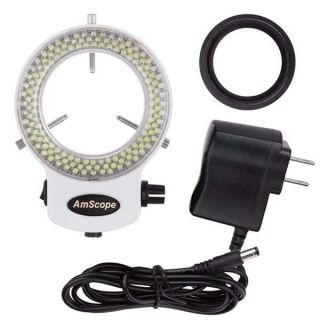 AmScope LED-144W-ZK White Adjustable 144 LED Ring Light Illuminator for Stereo Microscope &amp; Camera