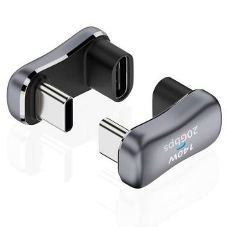 AreMe 180° USB C Adapter (2 Pack), 180 Degree Angle USB-C Male to USB-C Female 20Gbps PD 140W Adapter for Steam Deck,Switch,Laptop,Tablet,Phone and More Type C Devices