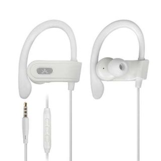 Avantree E171 - Sports Earbuds Wired with Microphone, Sweatproof Wrap Around Earphones with Over Ear Hook, in Ear Running Headphones for Workout Exercise Gym Compatible with Cell Phones - White