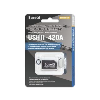 BASEQI UHS-II Aluminum microSD Adapter for 2021 M1 MacBook Pro 14 &amp; 16” (Adapter with HDMI Dust Plug, Silver)