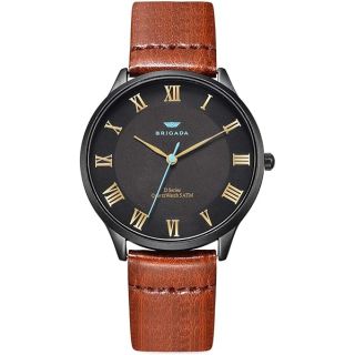 BRIGADA Men&amp;#039;s Watches Classic Black Business Casual Wrist Watch for Men Quartz Waterproof