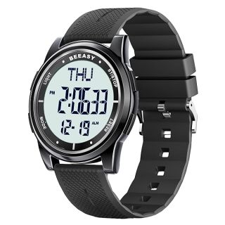 Beeasy Mens Metal Digital Watch Waterproof with Stopwatch Alarm Dual Time Countdown, Ultra-Thin Super Wide-Angle Display Digital Wrist Watches for Men/Women