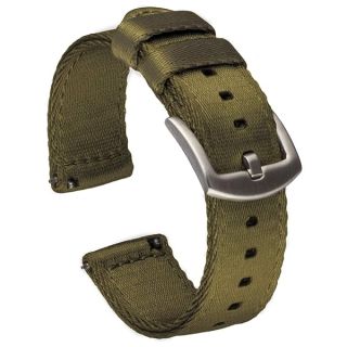 Benchmark Basics Army Green 20mm Quick Release Watch Band - Premium Waterproof Seatbelt Nylon Watch Straps for Men and Women - Compatible with Regular &amp; Smart Watches