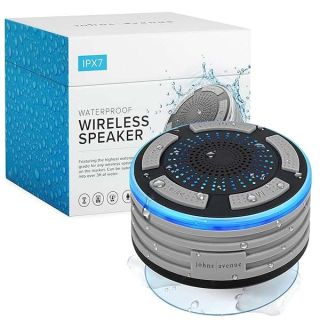 Bluetooth Shower Speaker by Johns Avenue - Newest Version 5.0 - Certified Waterproof - Wirelessly Pairs Easily to All Your Bluetooth Devices - with White Gift Box