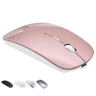 Bluetooth Wireless Mouse for MacBook Air Mac Pro Laptop Computer iPad Pad PC Laser Optical Rechargeable Mini Slim Silent Mouse Widely Used Desktop Hp iMac (Rose Gold)