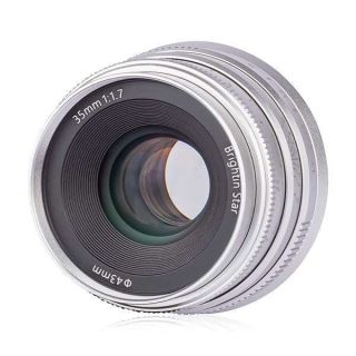 Brightin Star 35mm F1.7 Large Aperture APS-C Manual Focus Prime Fixed Mirrorless Camera Lens, Fit for Canon EOS-M Mount M, M2, M3, M5, M6, M10, M100, M50, M200 (Silver)