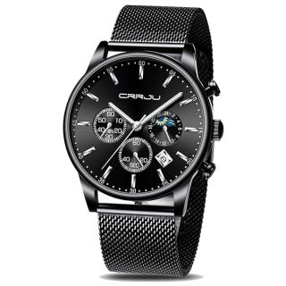 CRRJU Men Watch,Men Luxury Waterproof Unique Designed Watches 3-Sub Dial Date Mens Mesh Band Stopwatches