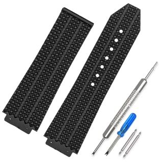 CWYTTZQ 25mm Hublot Big Bang Strap Replacement Rubber Watch Band（Black）