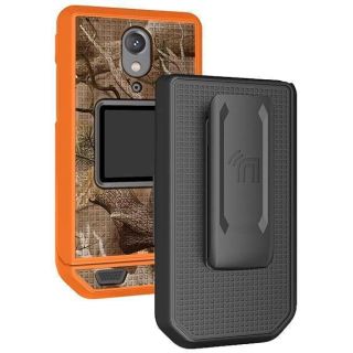 Case with Clip for CAT S22 Flip Phone, Nakedcellphone  Slim Hard Shell Cover and  Belt Hip Holster Holder Combo - Orange Camo